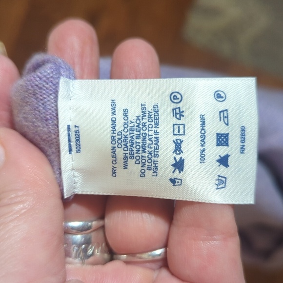 Lands' End  Cashmere Sweater Dusty Lilac Purple Tie Bodice Cozy  NWOT Sz L - Picture 7 of 10